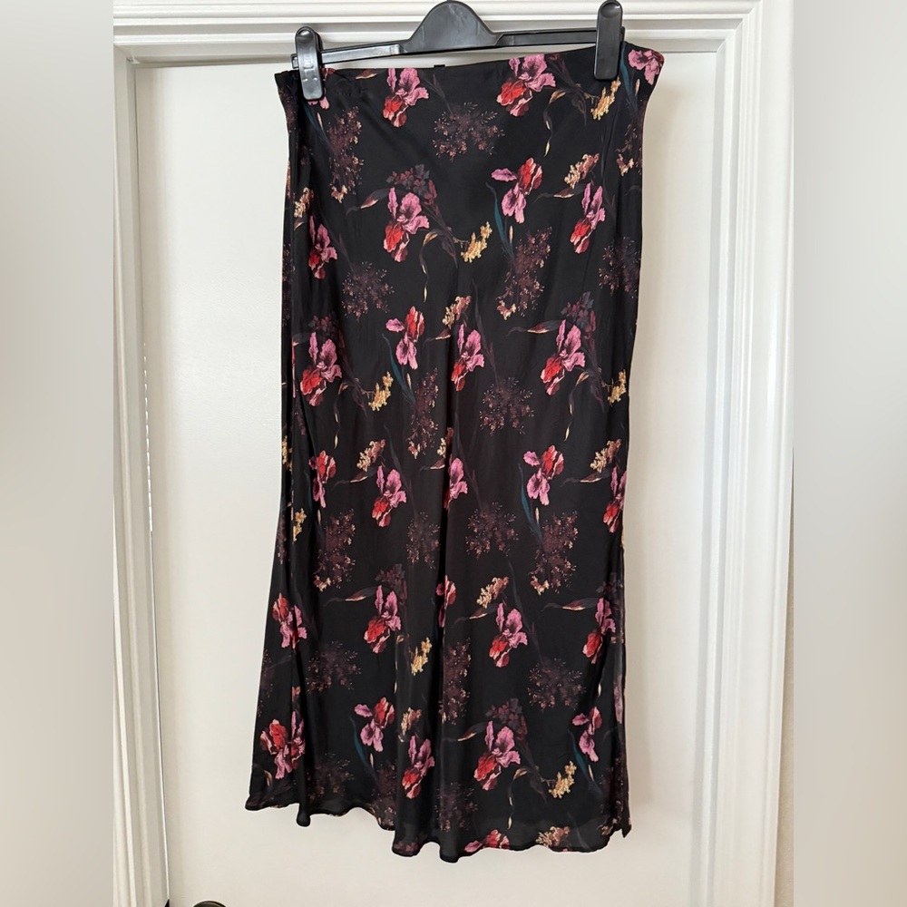 The Layton Midi Slip Skirt in Floral Cupro-Blend